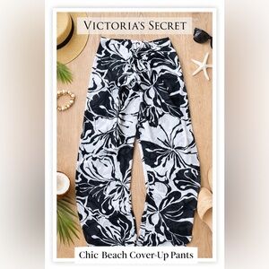 Victoria’s Secret Black & White Tropical Cover-Up Pants | Size M | Resort Ready